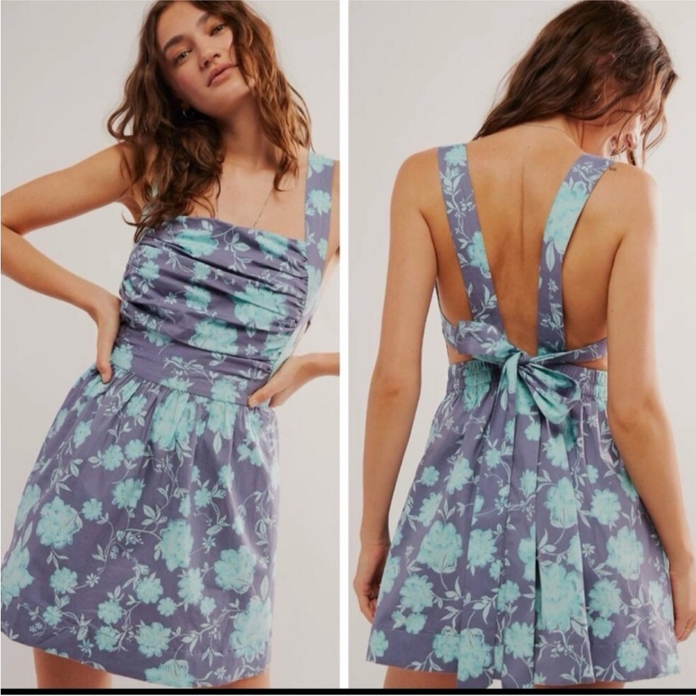 NEW Free People meet me in Maui floral mini dress tie back small floral